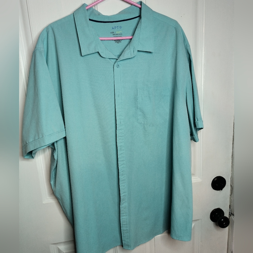 Apt. 9 Mint Green Casual Button Down Shirt with Polo Collar 4xB